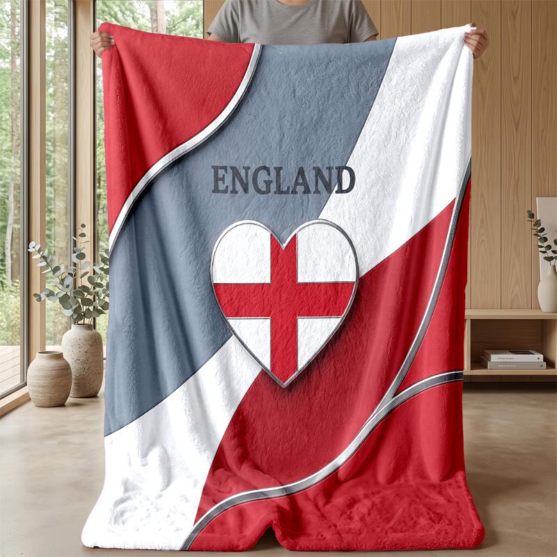 England Football Printed Flannel Blanket Skin Friendly Warm Decorative Throw for Indoor Couch Bed Daily Use