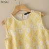 ZANZEA Women Floral Print Casual Round Neck Sleeveless Splice Tank Tops