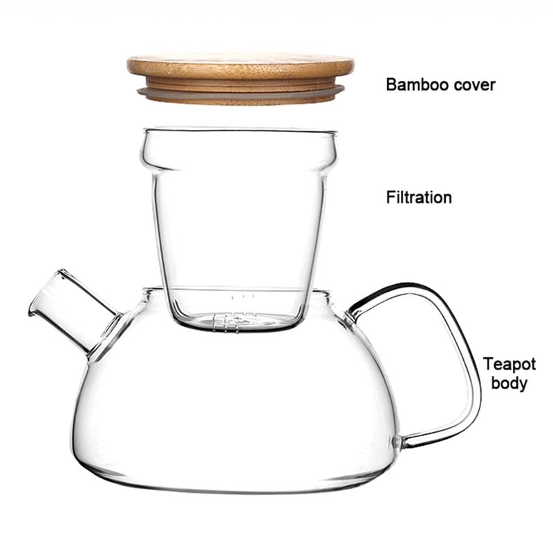 Tea Kettle Tea Kettle Heat Kettle Bamboo Kettle Tea with Bamboo Lid Laurel Flower Elegant Tea Kettle Glass Tea Kettle | Tea Kettles