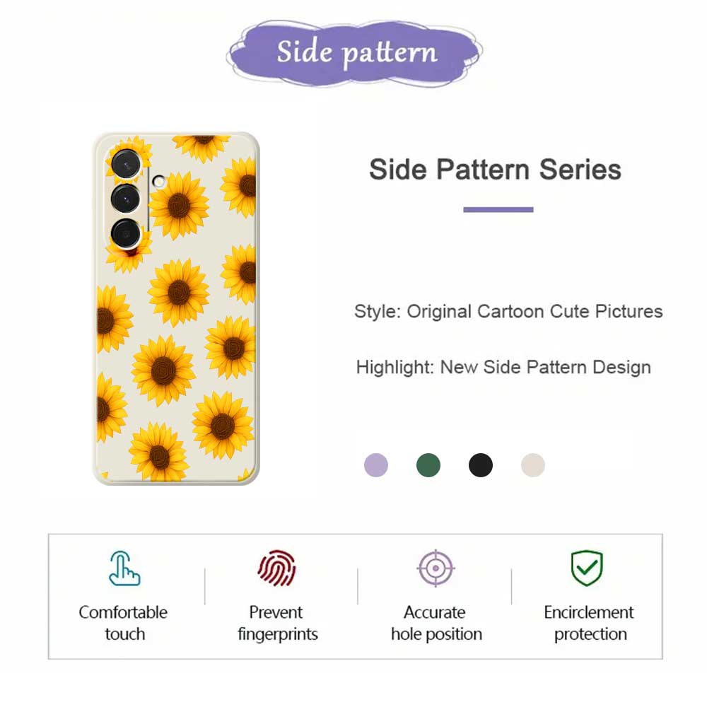 Etui na Samsung Galaxy A36 5G Wzór Słoneczników Nadruk Proste Krawędzie TPU Pokrowiec na Tył Telefonu