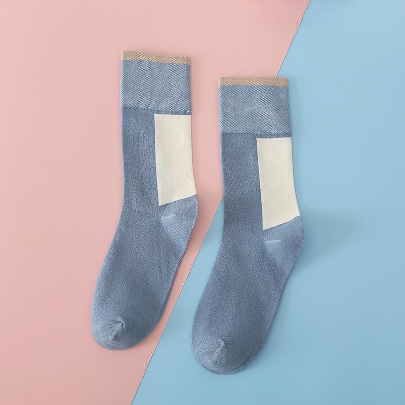 Ladies Spring and Autumn New Color Matching Cotton Versatile Breathable Tube Socks