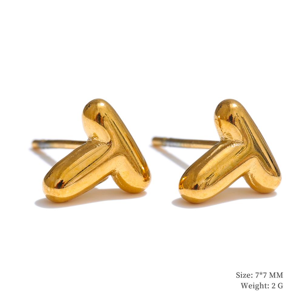 Yhpup 26 Initial Letter A-Z Stainless Steel Gold Color Stud Earrings 18K PVD Waterproof Plated Daily Versatile Basic Jewelry