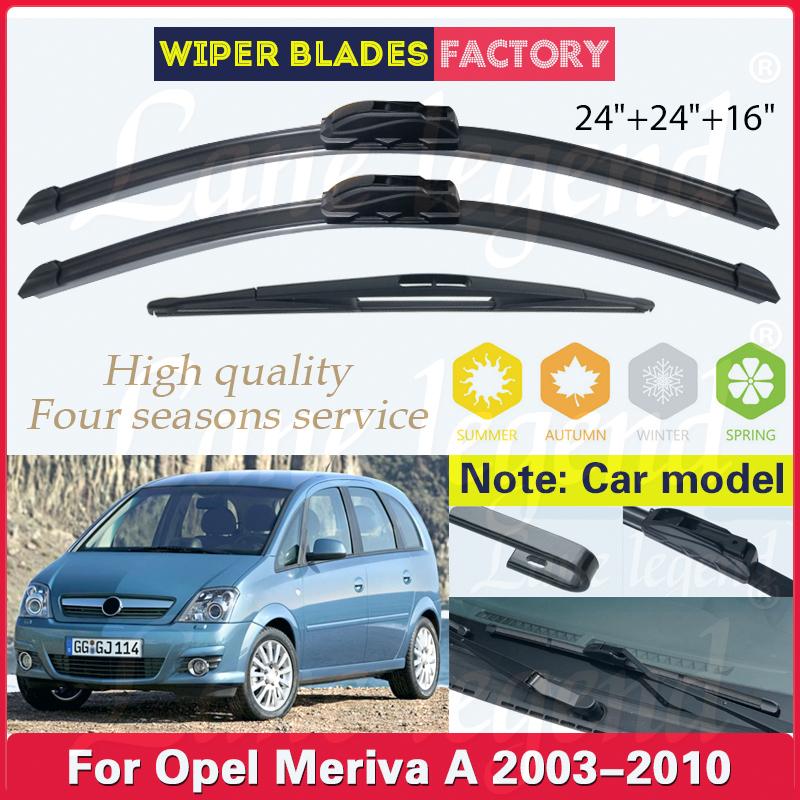 

3PCS For Opel Meriva A 2003 - 2010 24 +24 +16 Front Rear Wiper Blades Windshield Windscreen Window Rain Brush Car Accessories Front Rear 3pcs