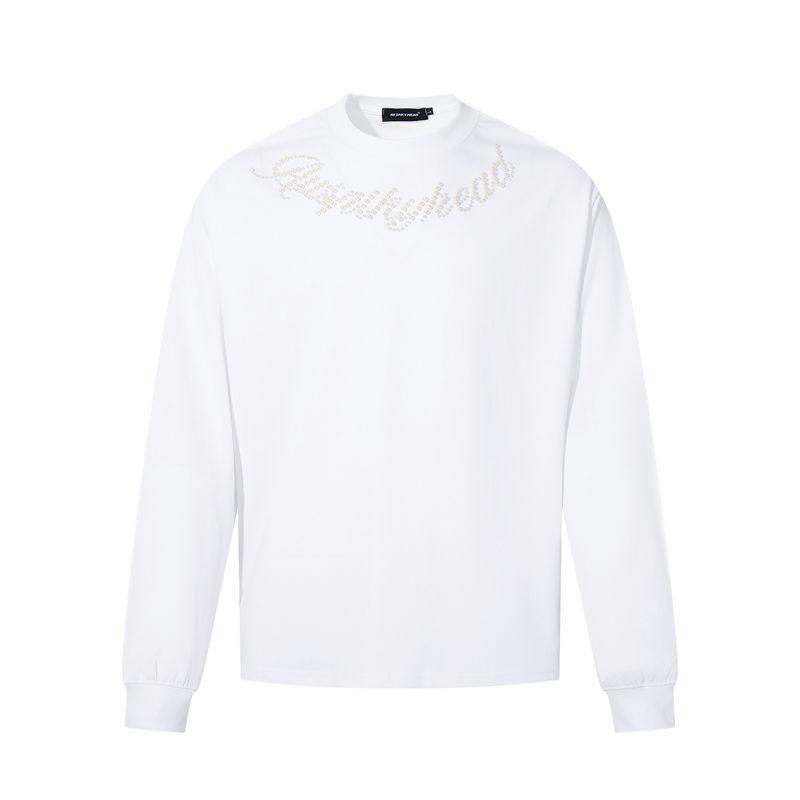 Kisko American Retro Stereo Pearl Design Round Neck Long-Sleeved T-Shirt for Men and Women, Trendy Brand, Handsome, Loose and Casual Top