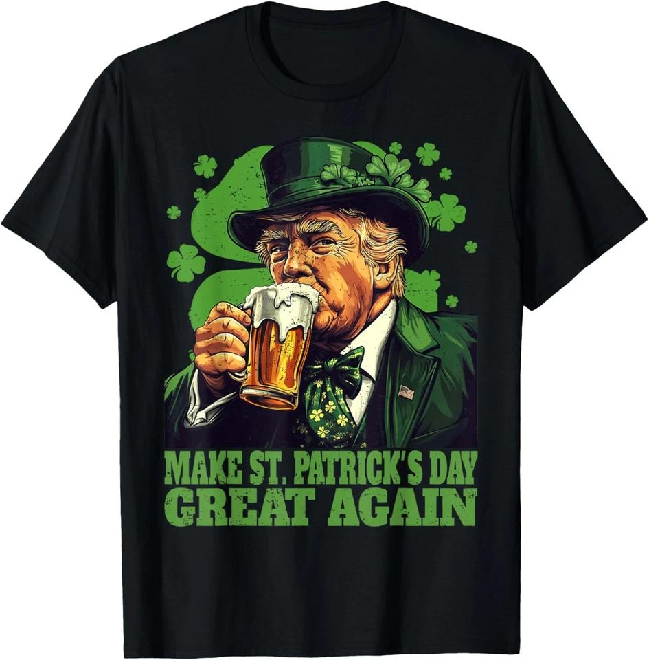 Make St Patrick s Day Great Again Shamrock Trump T-Shirt S