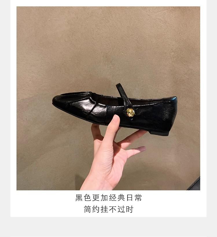 Grape mother of the same style, temperament small square head folds, word with shallow mouth Mary Jane single shoes bag head half drag sandals women