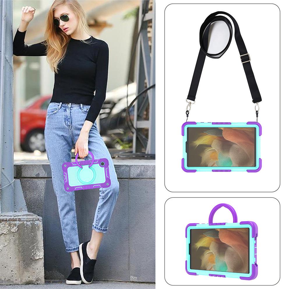 Color Block Protective Case with Wrist Strap for Samsung Tab A9/A9 Plus
