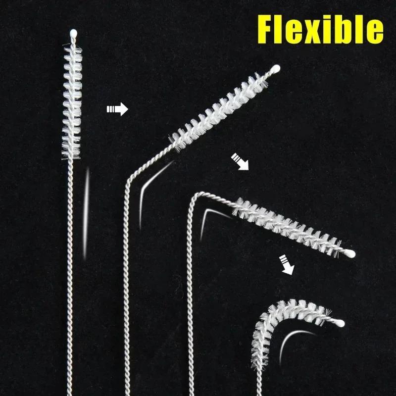 Long Handle Straw Cleaning Brush Kit Stainless Steel Drinking Straws Tube Pipe Cleaner Brushes for Baby Cup Bottles Clean Tools