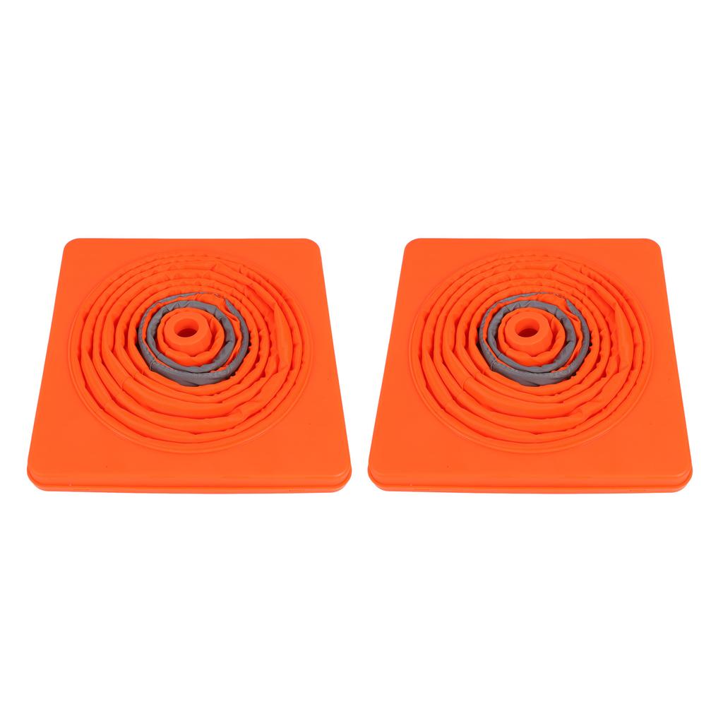 2 Set Traffic Cones Foldable 360 Degrees  Reflective Strips Road Safety Cones with Warning Light 70CM