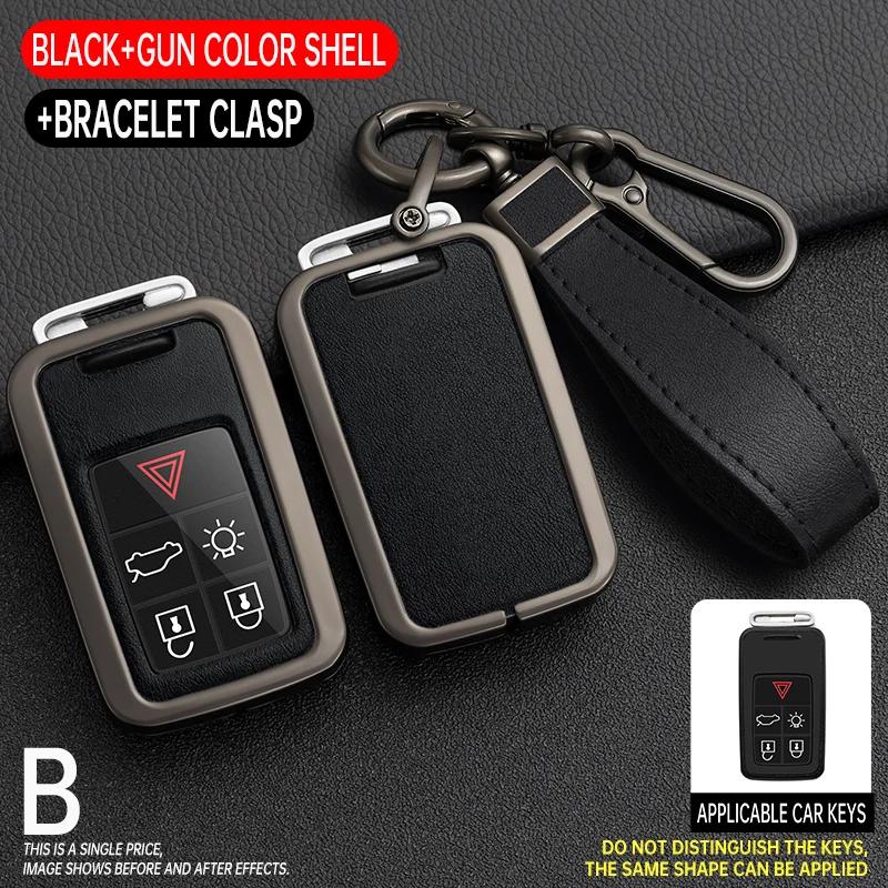 Car Key Case Cover For Volvo XC60 V60 S60 XC70 V40 Leather Keychain Holder Fob Protector Keyring Protective Accessories Shell