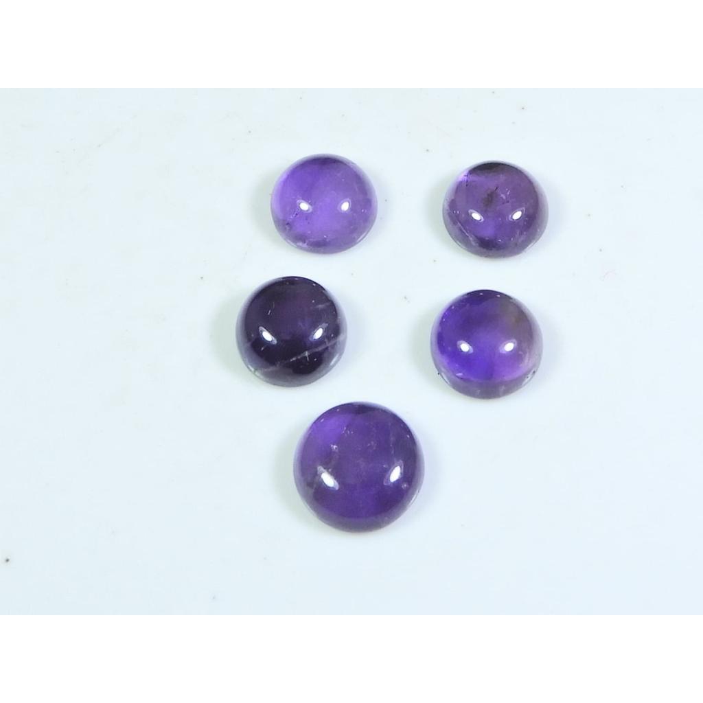 9MM Natural Amethst Ring Size Round Cabochon Loose Gemstone 5Pcs Lot 18Cts. A-472