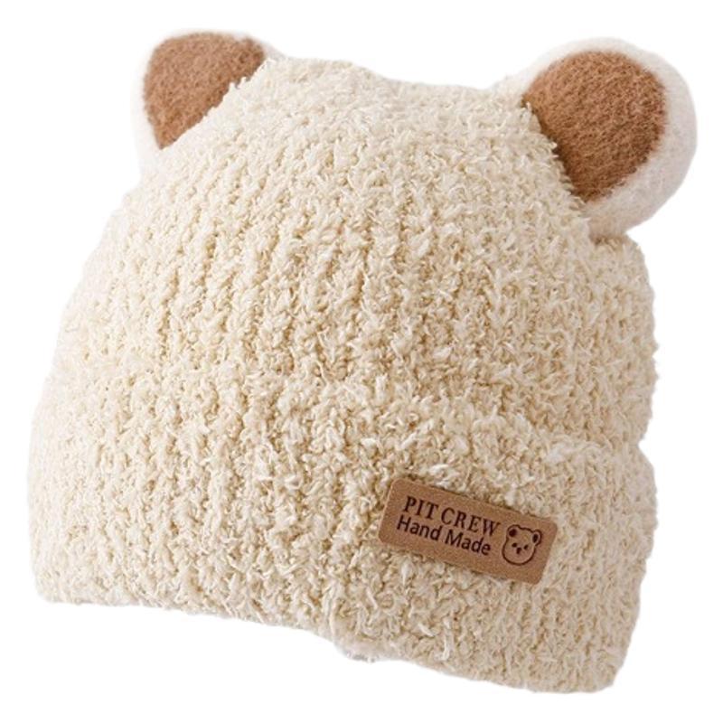 Korean Style Baby Plush Knitted Hat - Unisex Winter Ear Protection Wool Hat for Kids