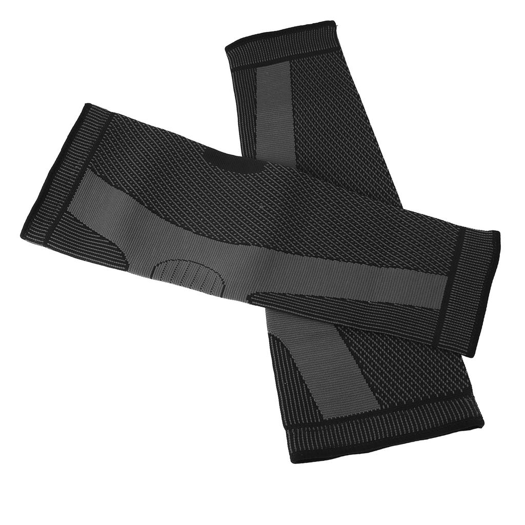 1 Pair Sports Knee Pads Extended Knitted Pressure Protector Breathable 2 Corrugation Pattern Black M 44cm