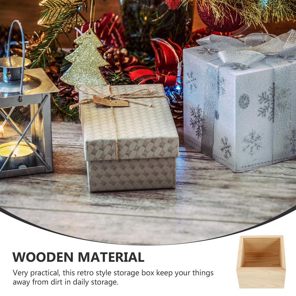 4Pcs Solid Wood Storage Boxes Without Lid Jewelry Organizer Small Wooden Box DIY Gift Packing Box Bedroom Nightstand Holder