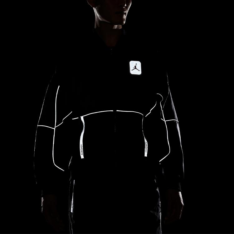 Air Jordan Reflective Stripe Full Zip Fitted Sports Jacket Men Jackets Black CU1667-010