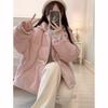 Winter Thickened Jacket Women's Coat Loose Hood Horn Button Outerwear