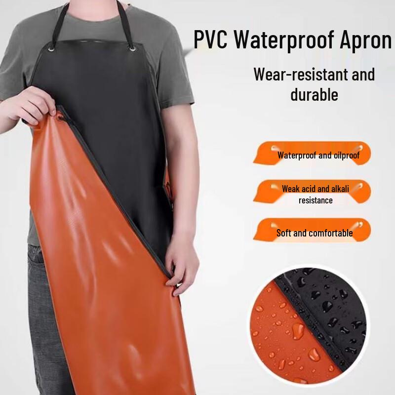 Chenling Heavy-Duty Waterproof PVC Work Apron One Size Fits All