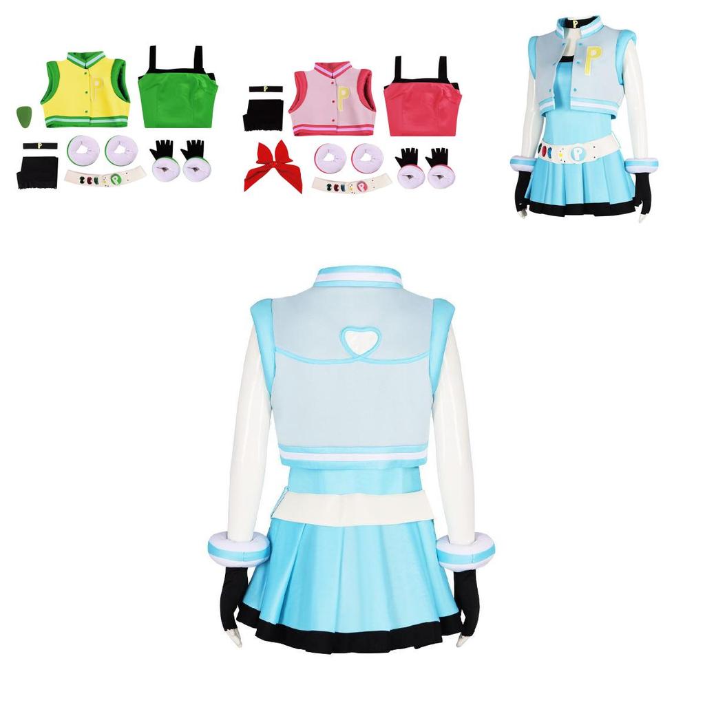 Colorful Polyester Powerpuff Girls Cosplay Costume Perfect For Halloween Or Stage Performances