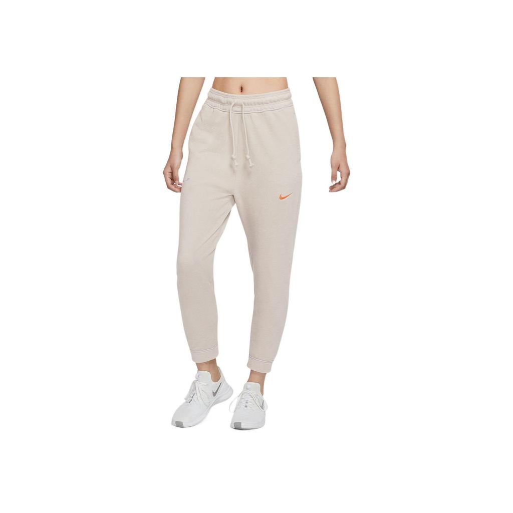 Nike Therma-Fit Solid Logo Drawstring Fleece Sweatpants Women Bottoms Cream DO6969-236