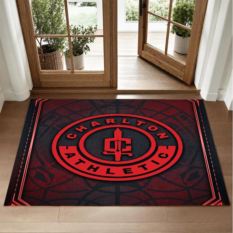 Charlton Athletic FC Design Crystal Velvet Rug Soft Decorative Mat for Bedroom Entrance