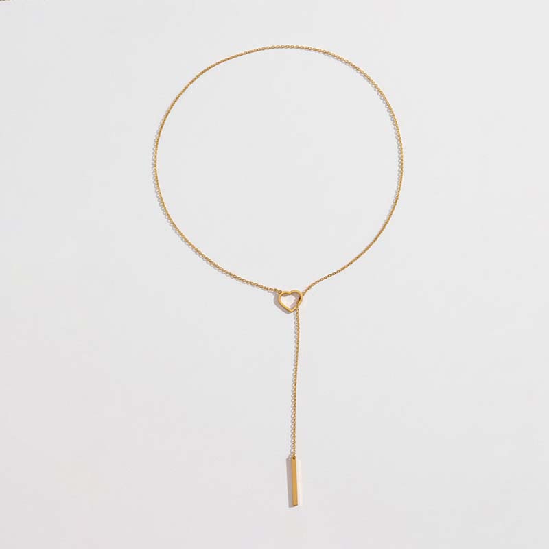 Stainless Steel Gold Color Heart Pendant Necklace For Women Simple Metal Long Pull Adjustable Chain Necklace Jewelry Gift