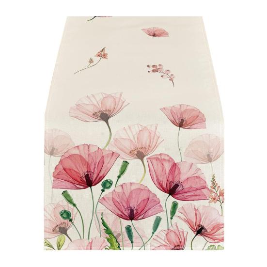 Floral Table Runner Spring Summer Linen Watercolor Flowers Plants Table Runner Machine Washable Table Protector for Home Farmhouse Dinner Party