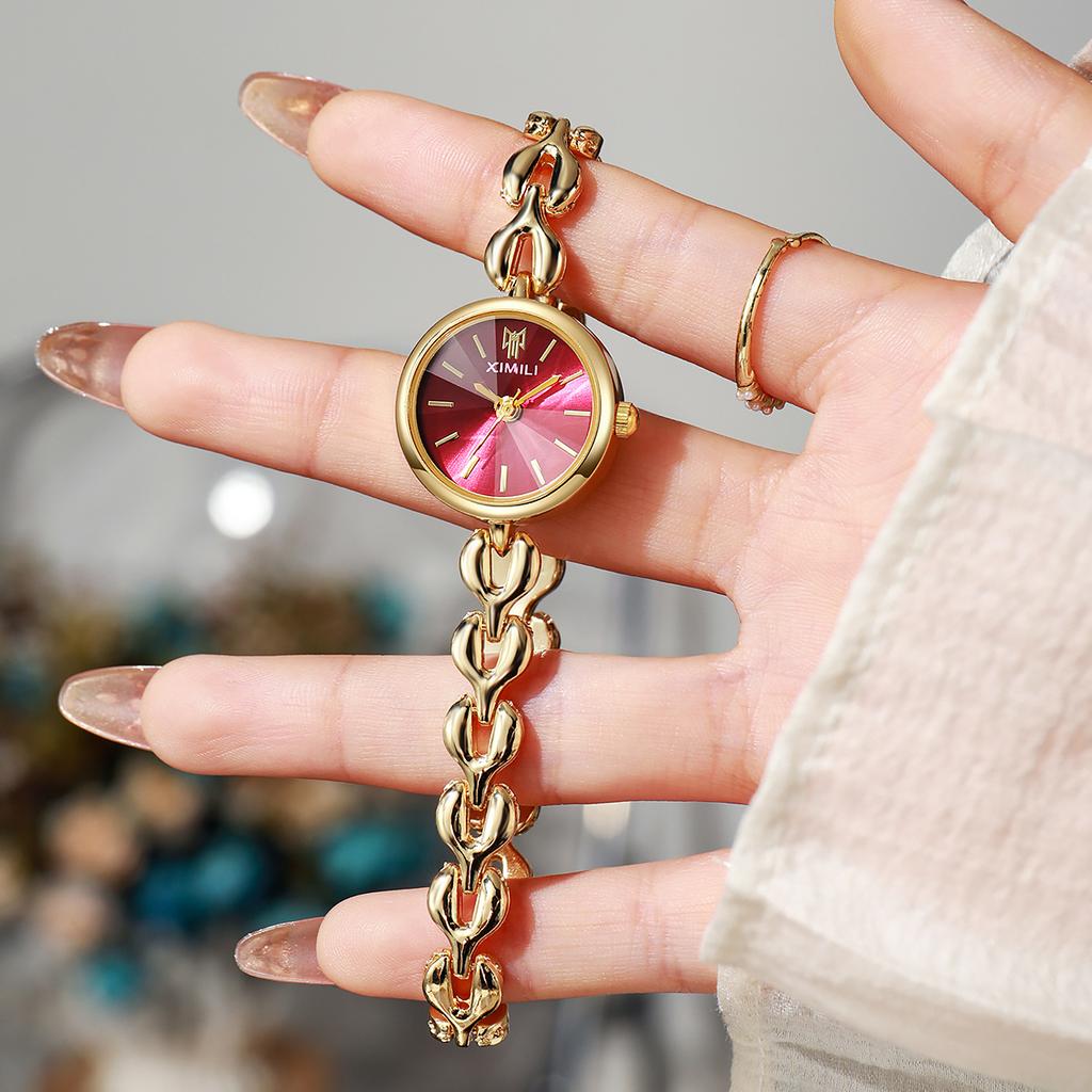 Ronde Gewone Wijzerplaat Kwarts Casual Armbandhorloge Dames Premium Veelzijdig Armbandhorloge