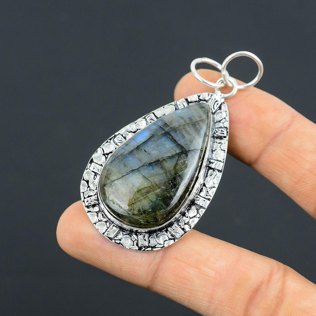 Gift For Her 925 Sterling Silver Natural Labradorite Gemstone Jewelry Pendant