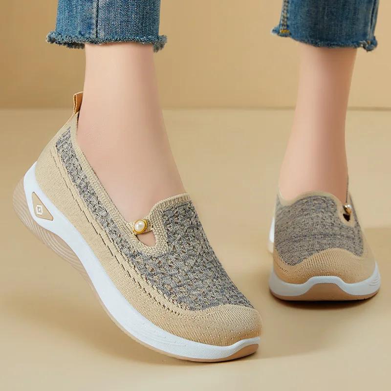 2025 Spring and Autumn Casual Shoes Cross-border Temu Soft Sole Lightweight Breathable Mother Shoes