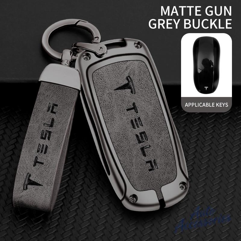 

Car Smart Remote Key Case Cover Keyring Alloy Protection Shell For Tesla Model 3 Model Y Model S X Leather Keychain Accessories