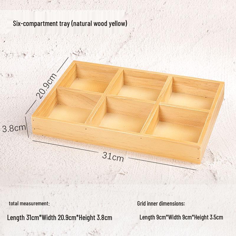 Retro Wooden Multi-Grid Desktop Storage Box and Display Tray