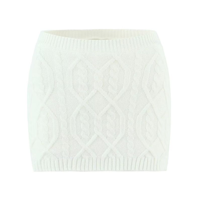 

Для экспорта Новое поступление Женская одежда ZR Модный стиль Модный Однотонный Приталенный Вязаный Свитер с косами Юбочный костюм White Skirt M