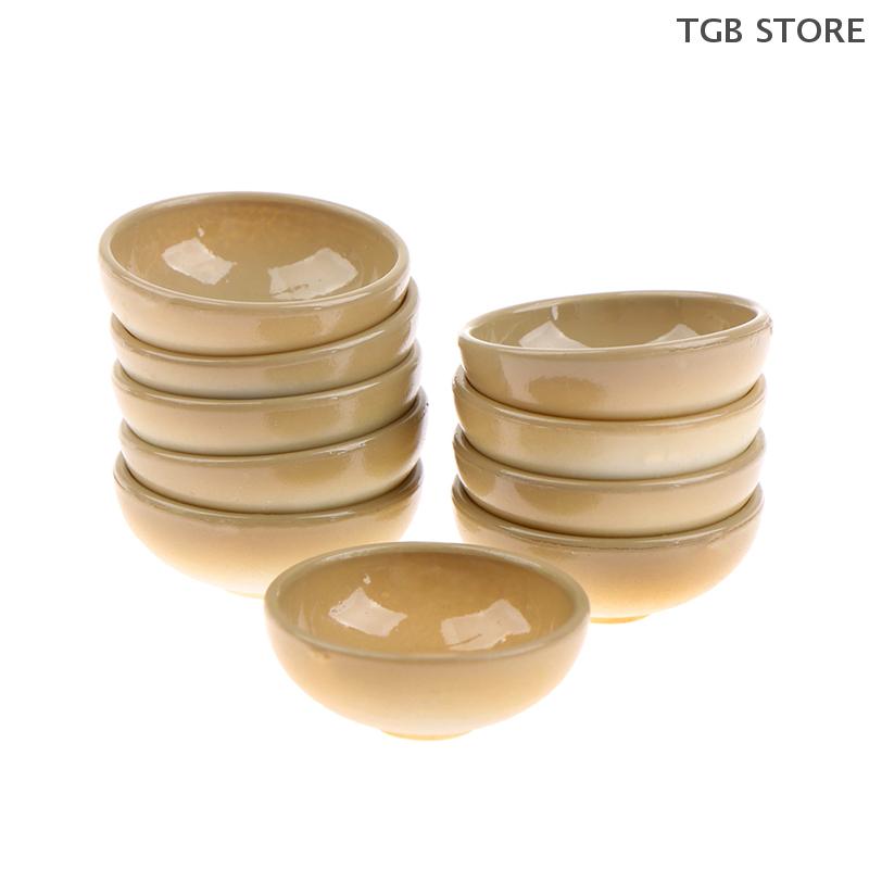 10Pcs Resin Miniature Bowl Dish Round 1/12 Scale Doll House Kitchen Dinning Accessory