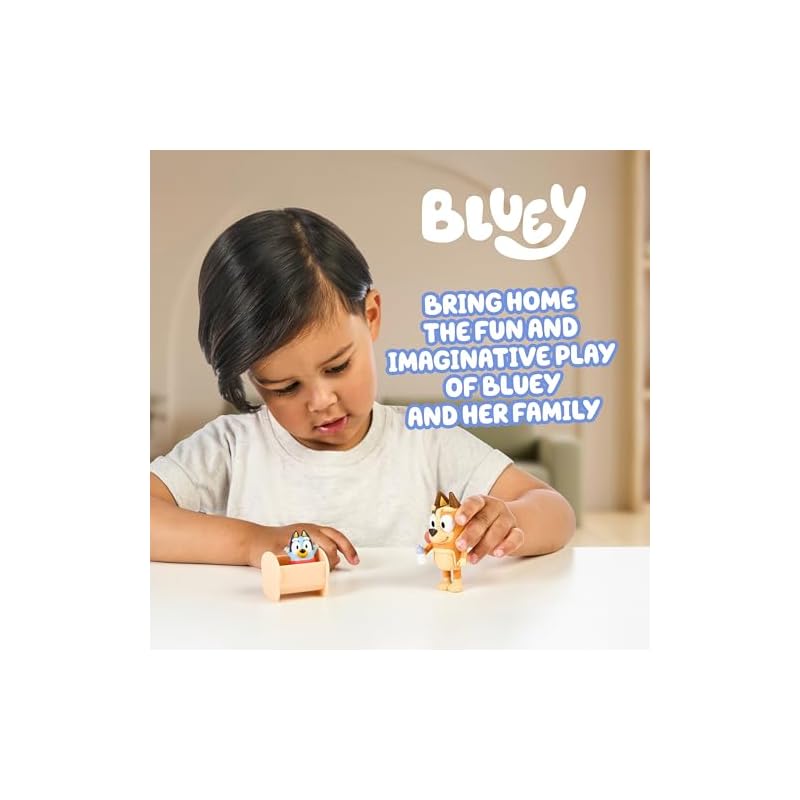 BLUEY Figure 2-Pack Baby Race | 2-Figure Pack with Chili and Baby and Cradle Accessories, 17616