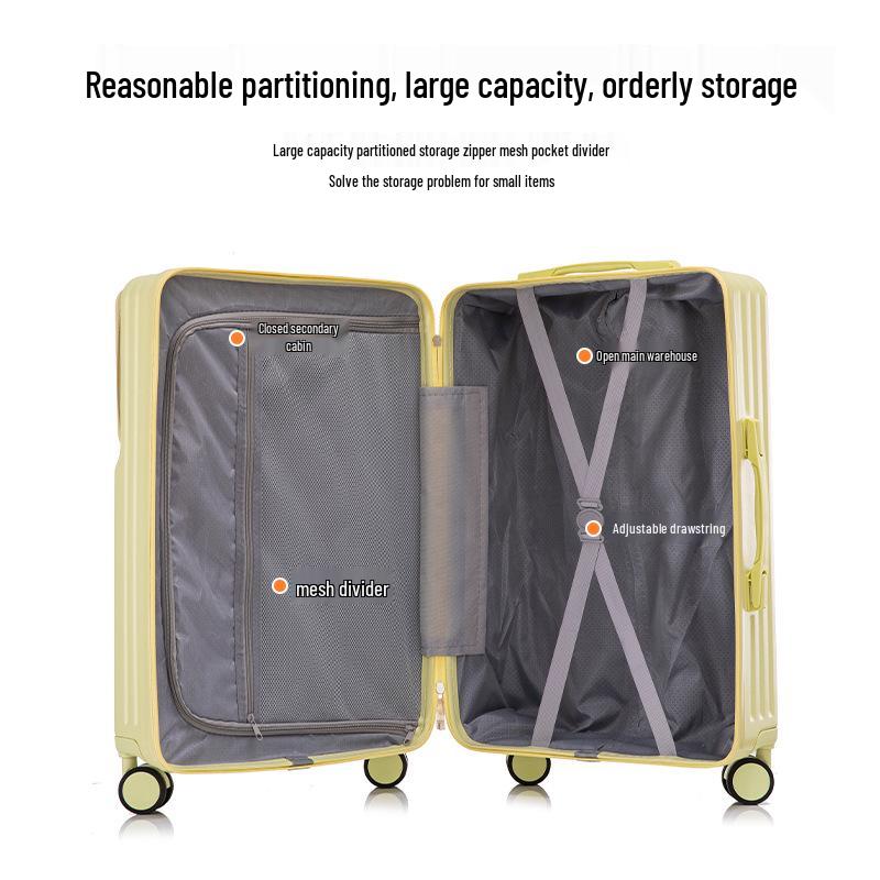 20-Inch Leather Front-Opening Suitcase with Universal Wheels and Combination Lock - Large Capacity for Men and Women