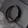 Fashion Genuine Leather Bracelet for Men Brown Black Rope Chain Stainless Steel Clasp Magnetic Punk Jewelry Cool Gift