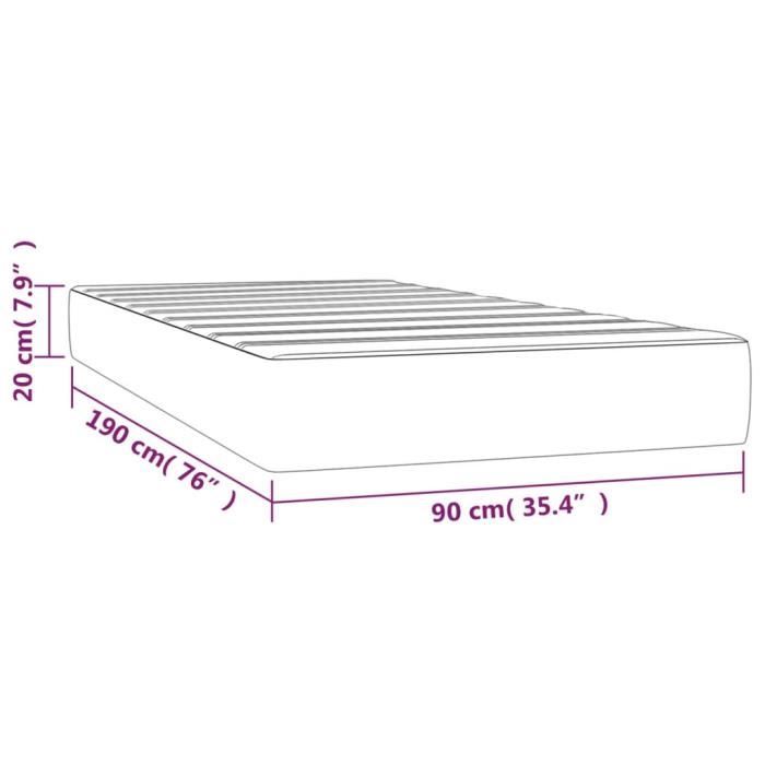 347702 vidaXL Pocket Spring Bed Mattress Black 90x190 Cm Thickness 20 Cm Faux Leather