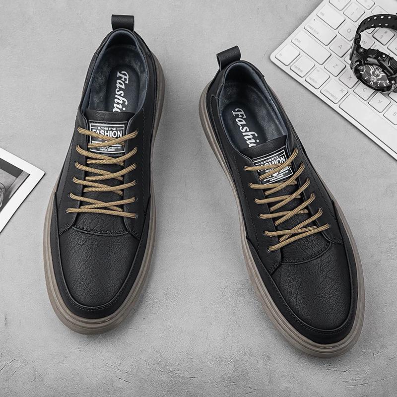 Scarpe da Uomo Casual in Pelle Stile Britannico Minimaliste di Design in Vera Pelle Basse Estive 2026 Nuove alla Moda All-match Scarpe da Ginnastica