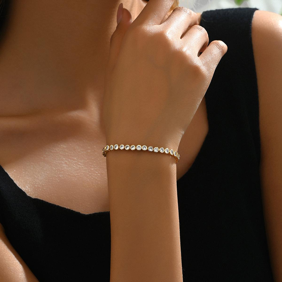 

Холодный ветер маленький свежий милый браслет женский инкрустированный цирконием полный бриллиантовый элемент браслет медь