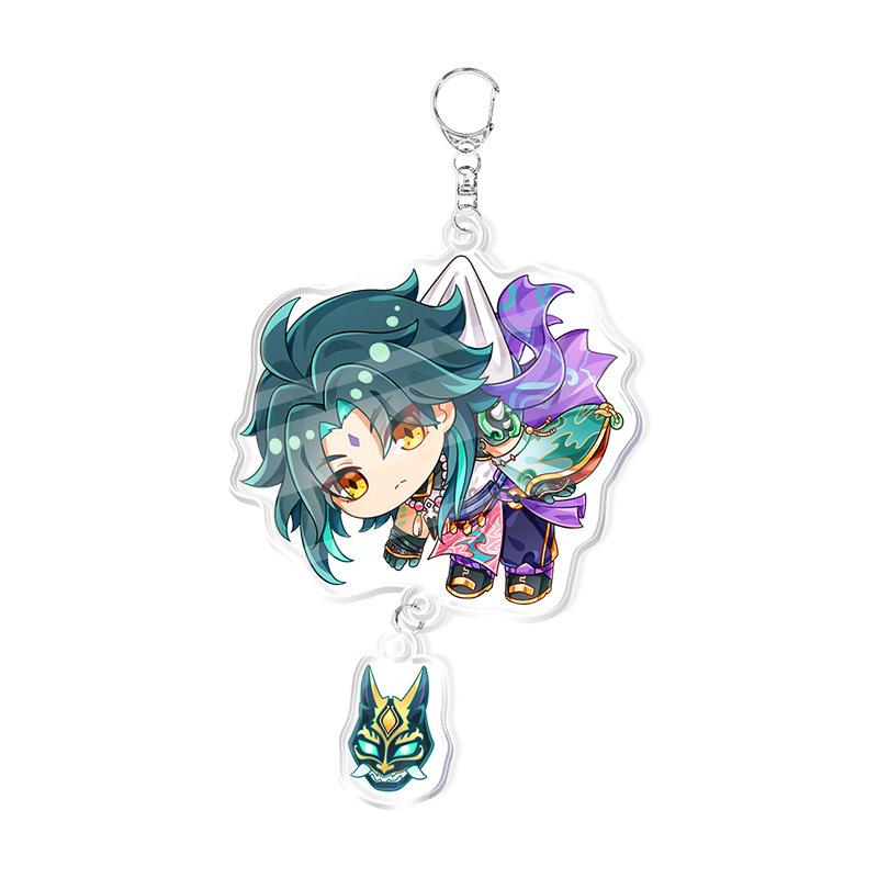 Game Genshin Impact Keychains Acrylic Model School Bag Jewelry Keychian Metal Holder Key Ring For Children Girl Men Accessories