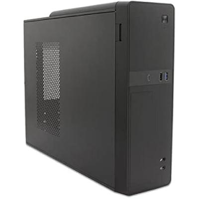 CoolBox T310 - Caixa PC Micro ATX Slim com fonte BASIC500-GRS. USB-C, USB 3.0 e leitor de cartão SD frontal, suporte para