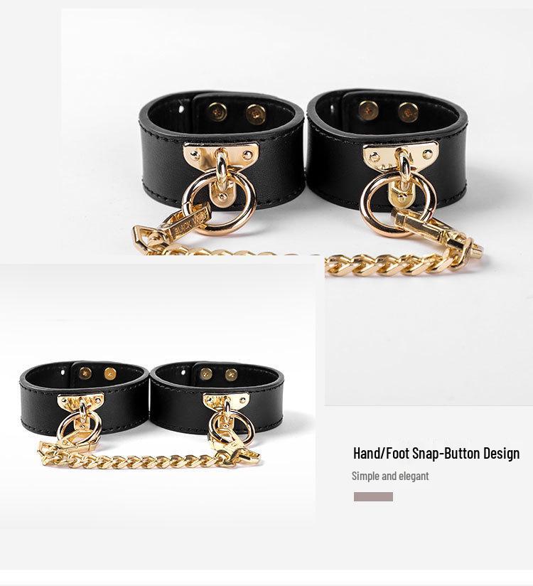 Genuine Leather SM Kit: 10-Piece Set with Paddle, Collar, Leash, Handcuffs, Tail Butt Plug, and More.