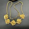 Medieval Vintage Western Replica Three-Dimensional Relief Brass Electroplated Real Gold Camellia Set Silver Needle Stud Earrings