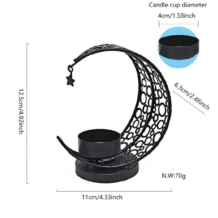 Eid Mubaraks Candlestick Metal Hollowed Moon Shape Tealight Candle Holders for Muslims Holiday Parties Decorations