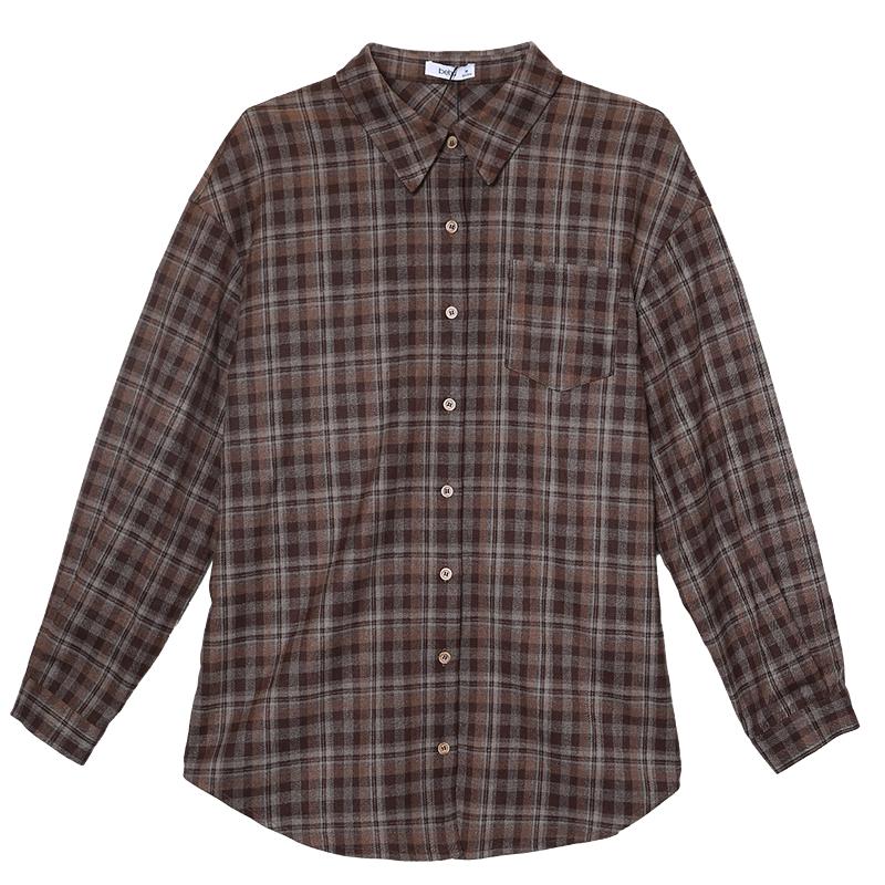 Betu Women s Vintage Plaid Belted Long-Sleeve Shirt S