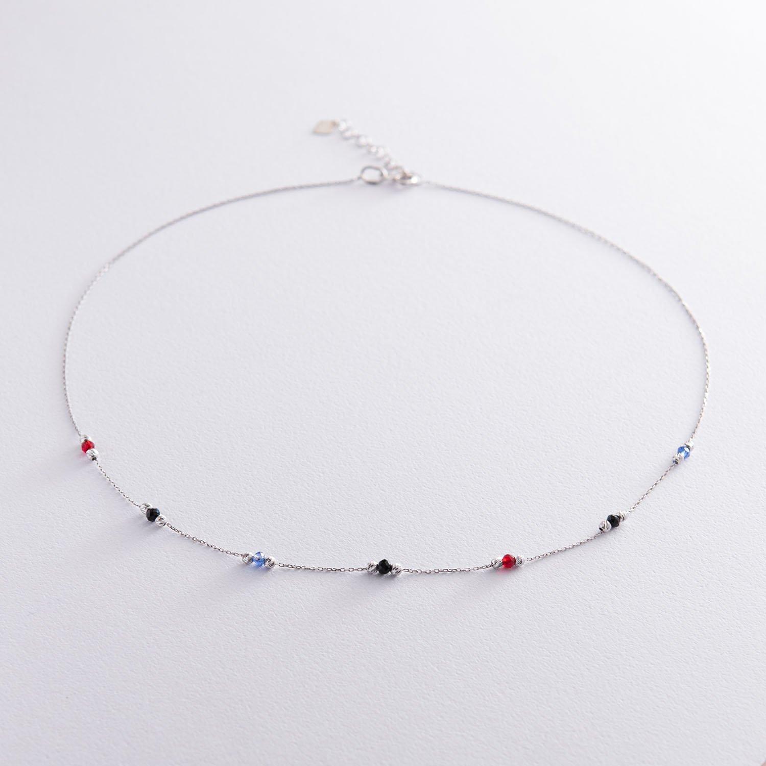 

Срібне кольє (різнокольорові фіаніти) Oniks 45 срібний