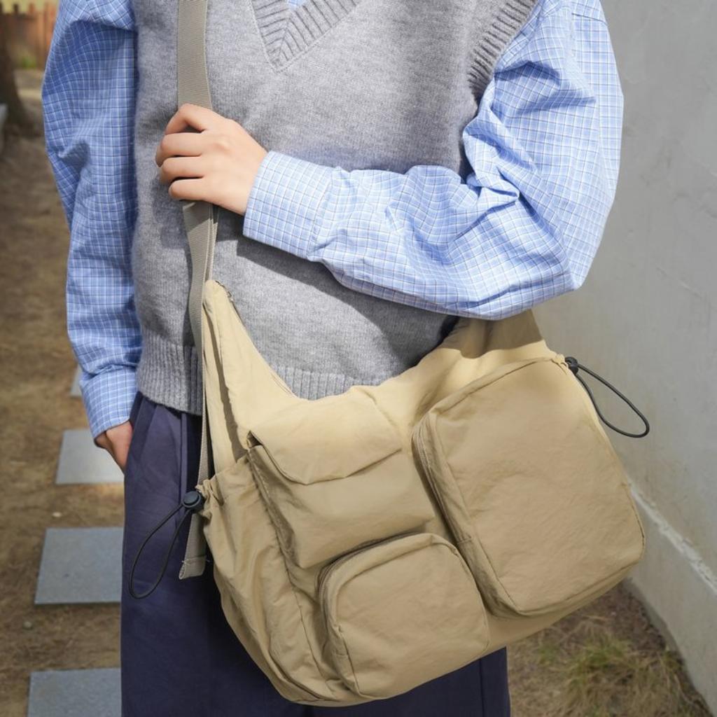 Shoulder Bag Unisex Nylon Multi Pocket Large Capacity Daily Commute