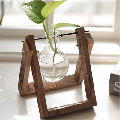 Einfache Holzrahmen Hydrokultur Pflanzen Vase personalisierte resuable Blumentopf für Büros Home