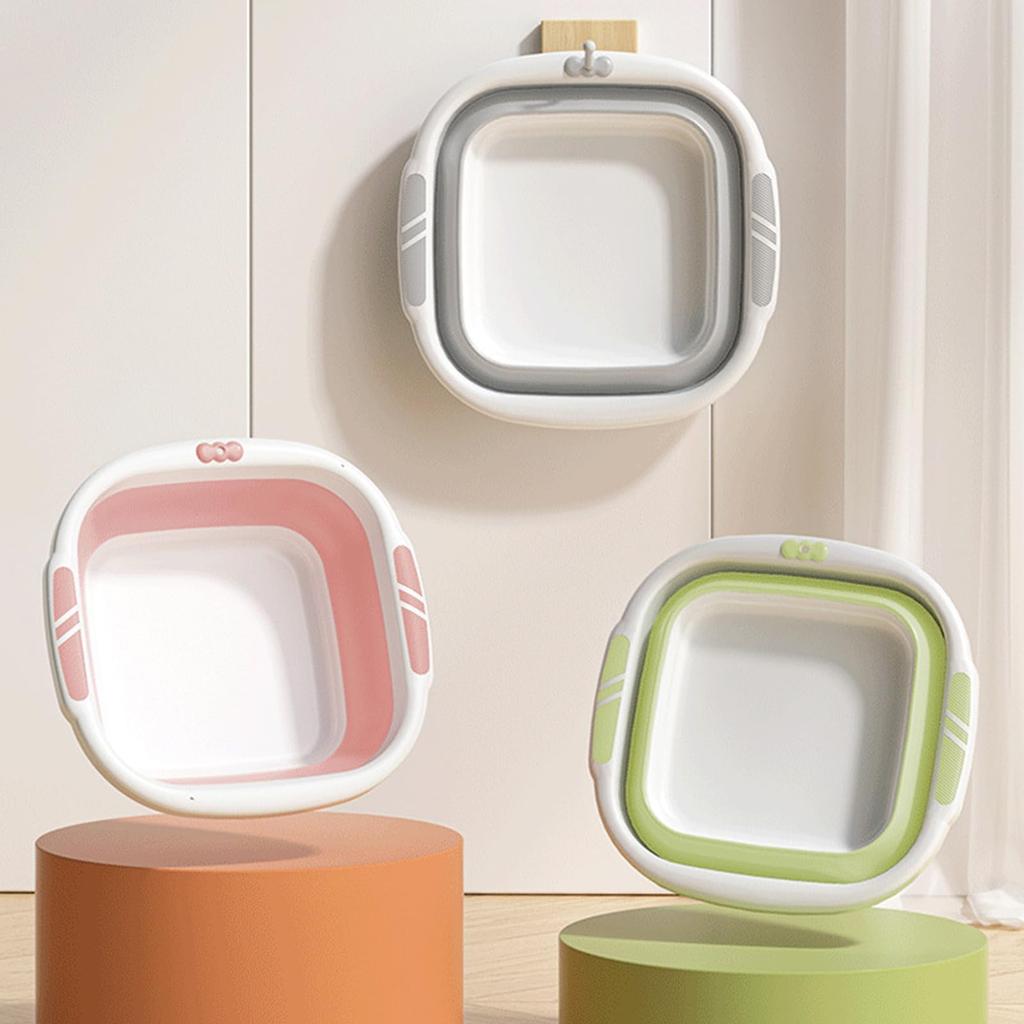 Foldable Foldable Soft Silicone Compact for Foot Outdoor Square Washbasin, Bucket, Material, Structure, Space-Saving, Laundry, Cleaning, Baths,