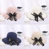Polyester Sun Hat With Large Brim And Bow For Summer Beach Outings